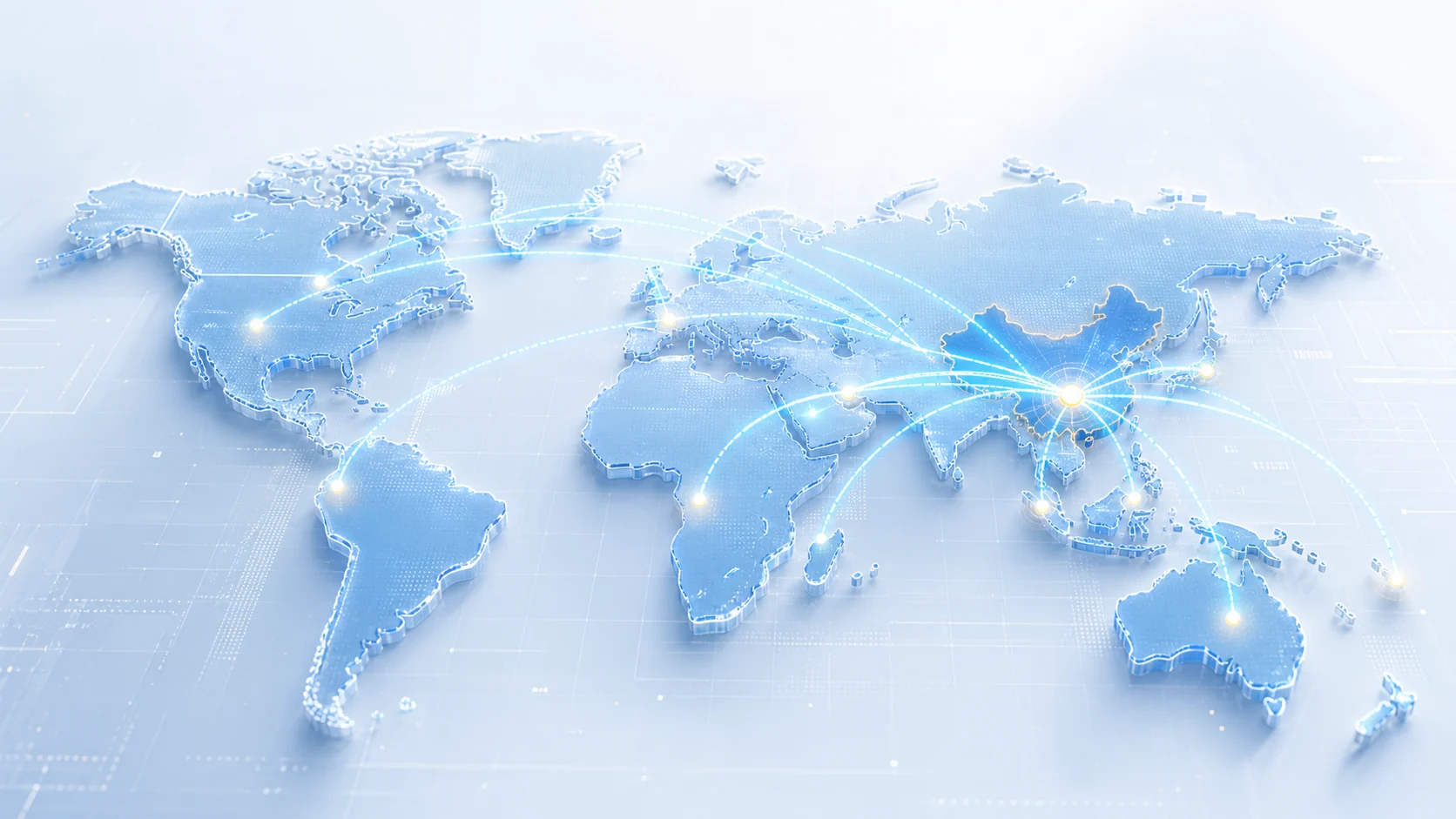 High-tech world map showing DEYU Plastics global service and export coverage