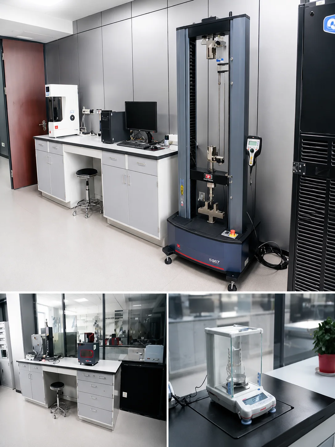 DEYU R&D testing laboratory with tensile tester and precision balance