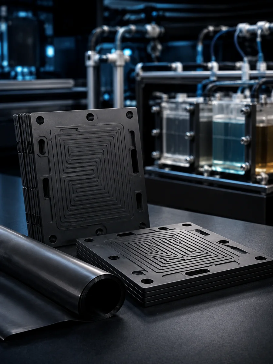 Energy system conductive plate and engineering plastic component
