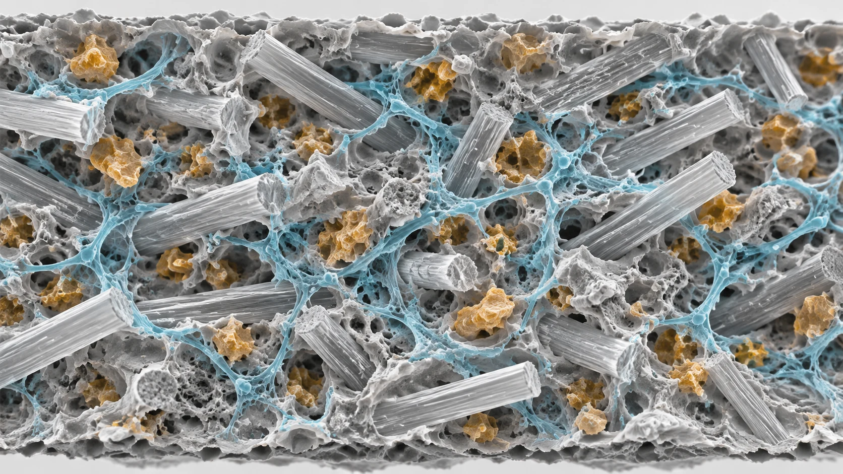 Microscopic structure of glass-fiber reinforced permanent-antistatic flame-retardant PA6