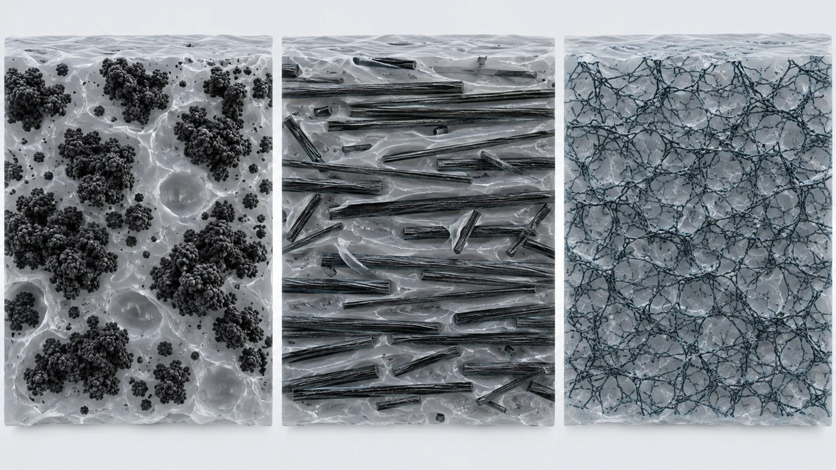 Carbon black agglomeration, carbon fiber orientation and uniform CNT network in MPPO