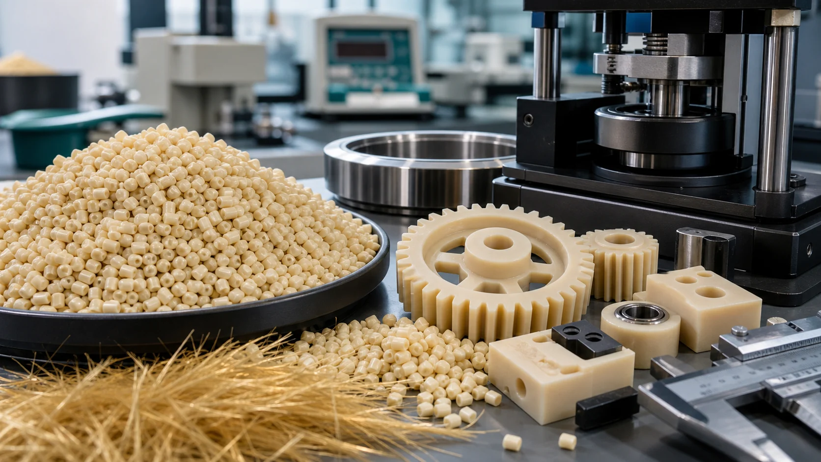 Aramid fiber reinforced POM pellets gears bushings steel wear ring and tribology test fixture for wear-resistant engineering plastics