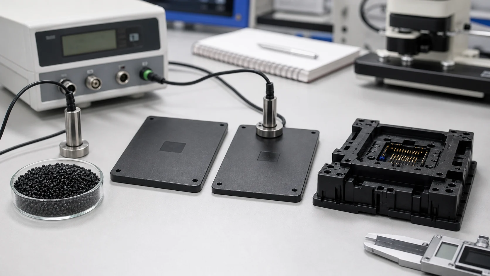 Conductive Plastic Validation: Pellet, Plaque and Real Part Data Hierarchy