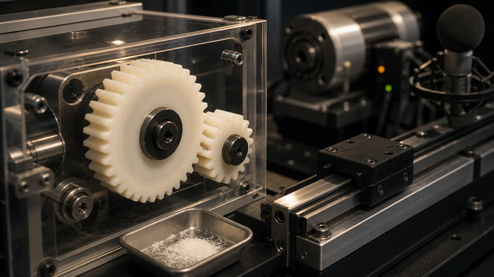 POM PTFE low-friction gear and sliding block validation test
