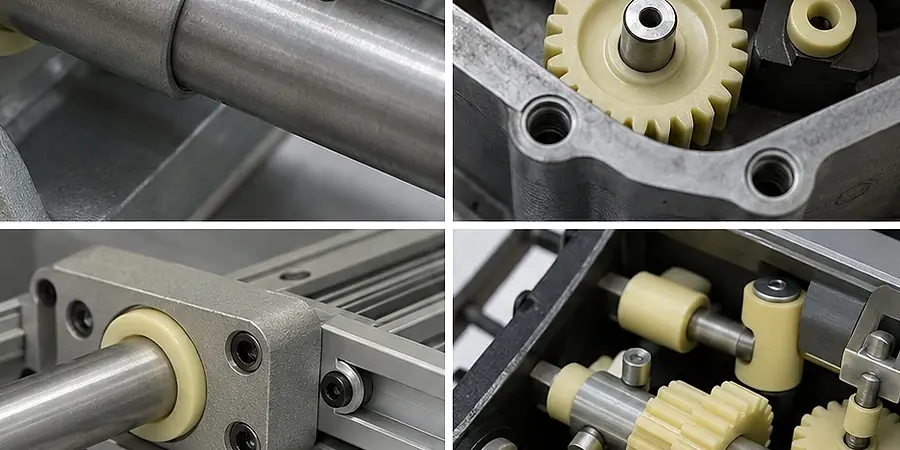 Low-friction POM gear and bushing parts for wear-resistant POM validation